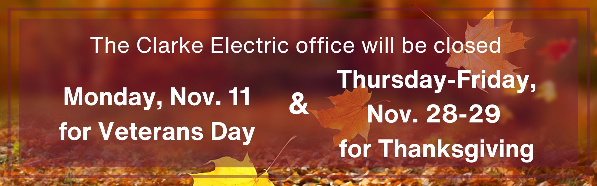 November office closings