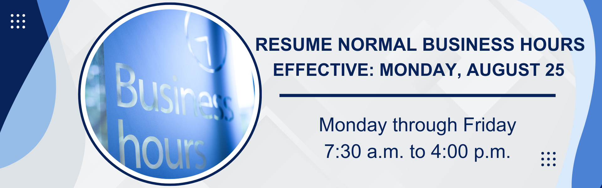Normal office hours resume